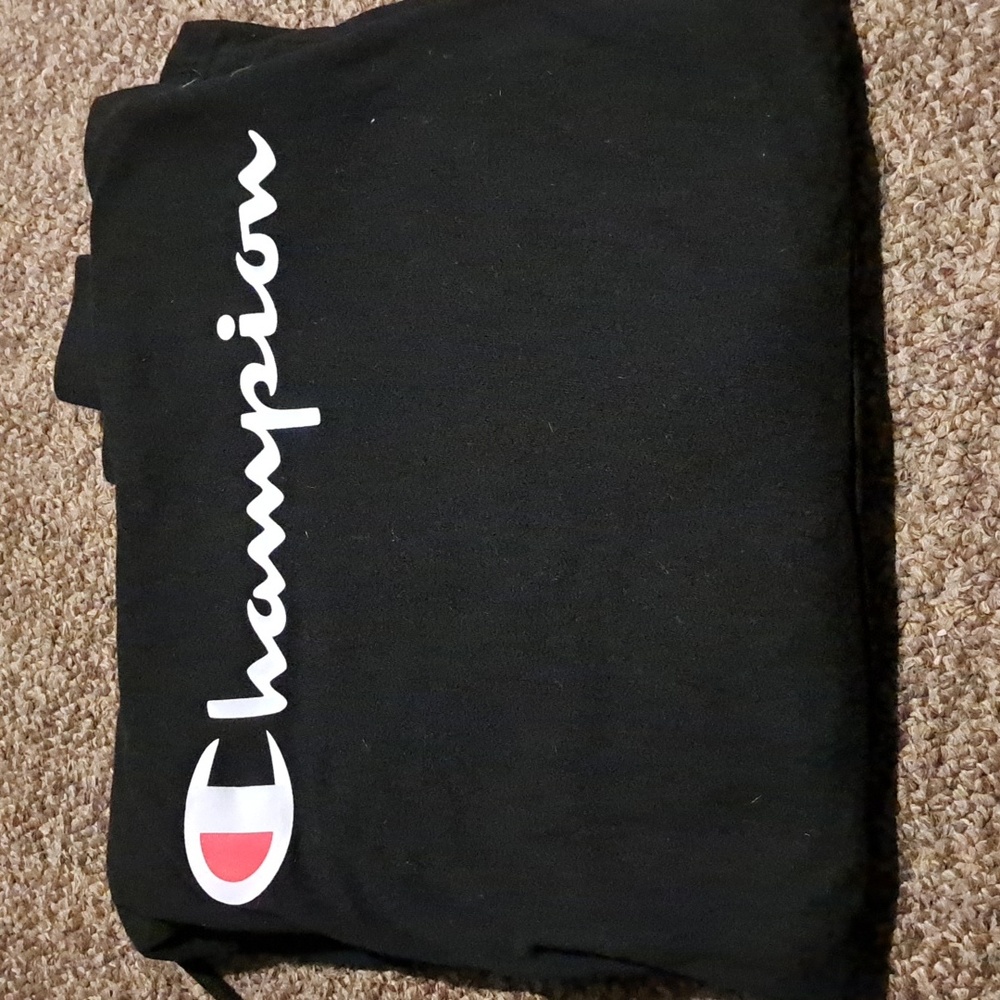 Champion Black Hoodie with Logo
